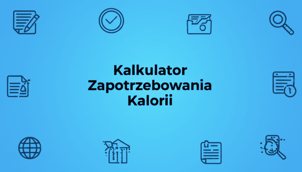 Ilustracja przedstawiająca kalkulator zapotrzebowania kalorii oraz zdrową żywność